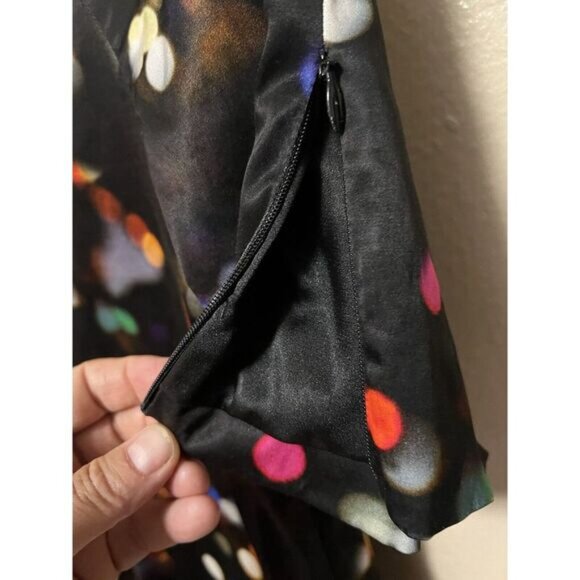 Milly City Lights Black Blouse Top Short Sleeve Shirt Zips Abstract Dot Womens 2 - Picture 8 of 13